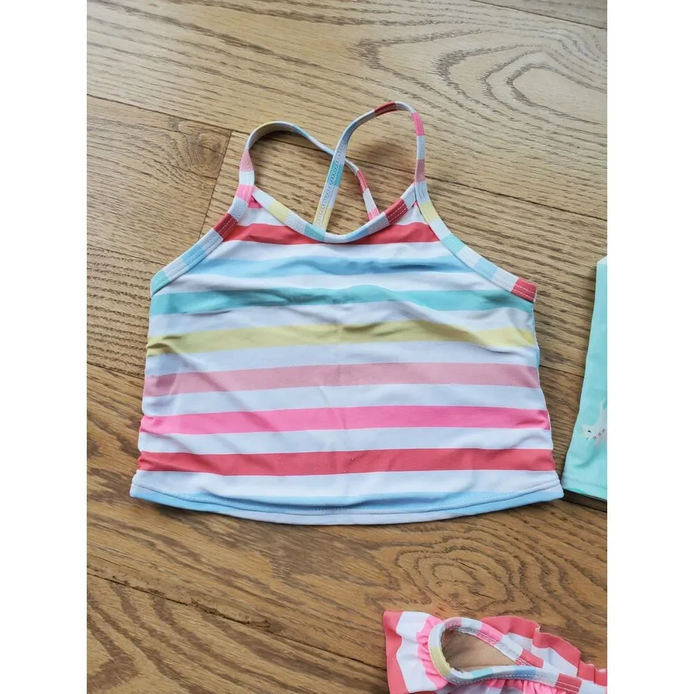 18-24M Lot of 3 Rashguard Swim Set for Toddler Girls Rainbow Stripes FAIR/Play